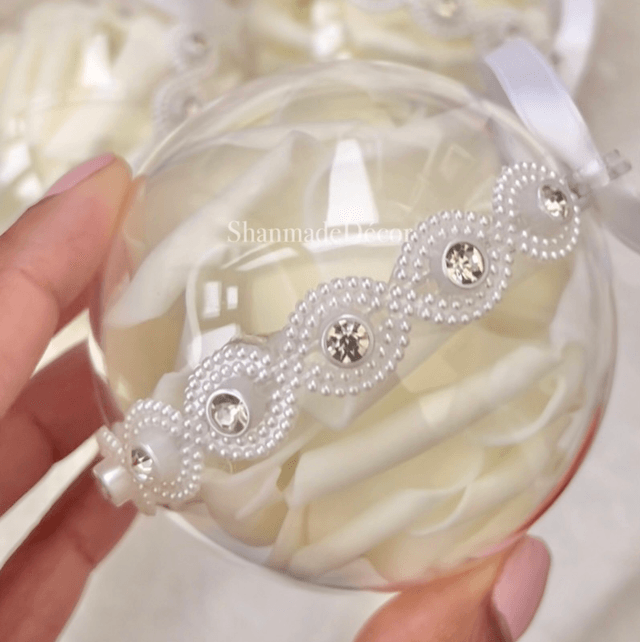 Cream Rose Bauble Ornament Keepsake 