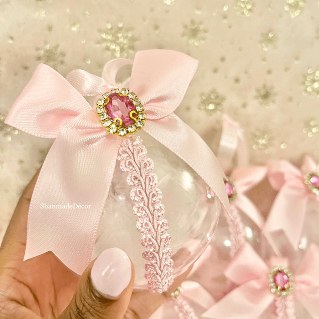 Lace Rhinestone Christmas Baubles