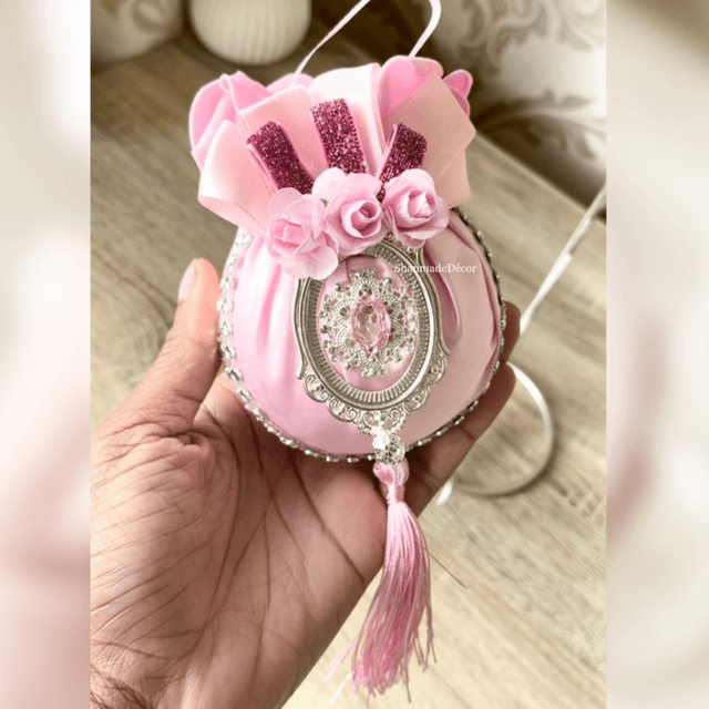 Pink Love Satin Bauble Ornament Keepsake 