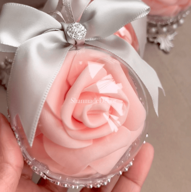 Coral Rose Bauble Ornaments 