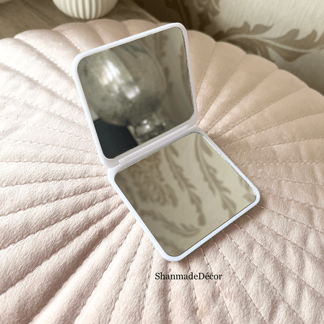 White Rhinestone Pocket Mirror