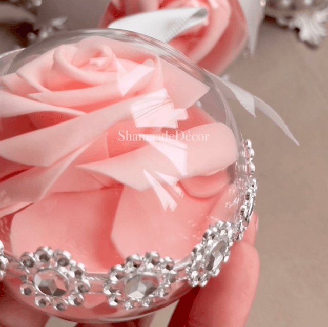 Coral Rose Bauble Ornaments 