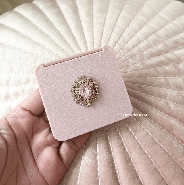 Pink Rhinestone Pocket Mirror