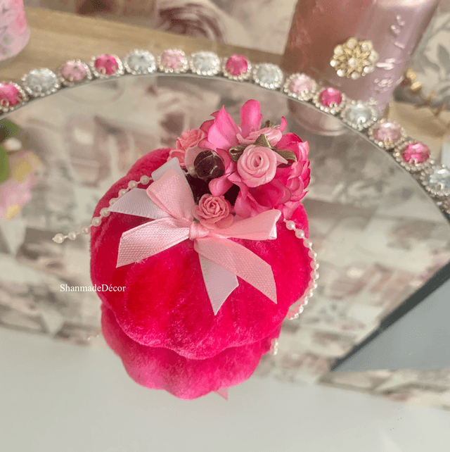 Cerise Rose Fabric Pumpkin