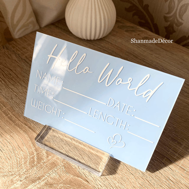 Hello World Baby Birth Acrylic Keepsake