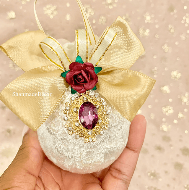 Cream Velvet Bauble Ornament