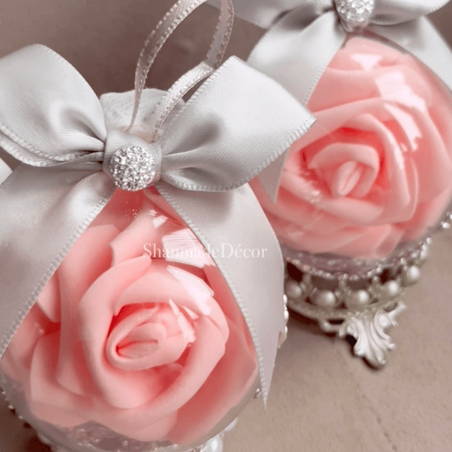 Coral Rose Bauble Ornaments 