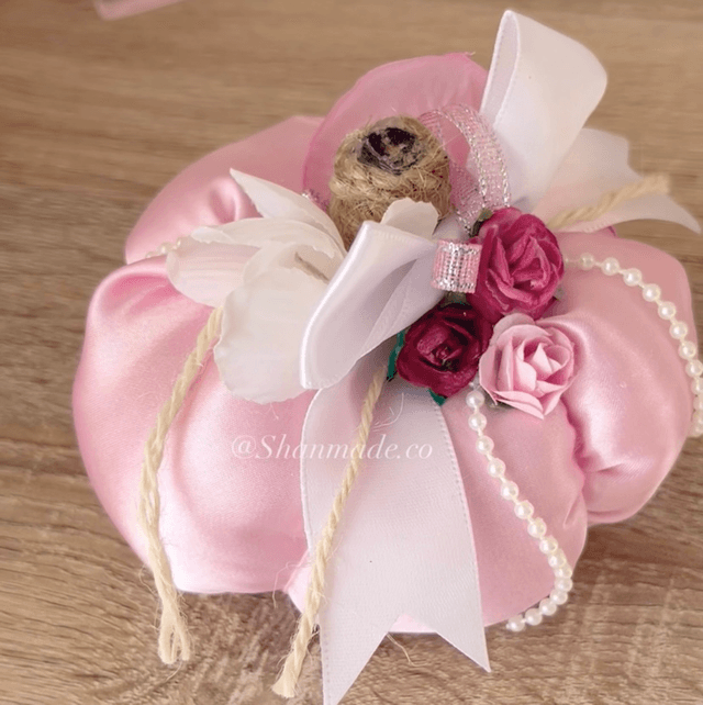 Pink Handmade Satin Pumpkin