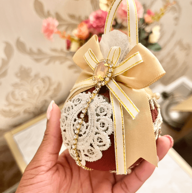 Burgundy Lace Bauble Ornament 