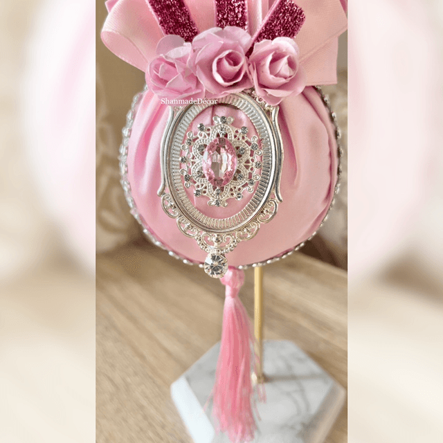 Pink Love Satin Bauble Ornament Keepsake 