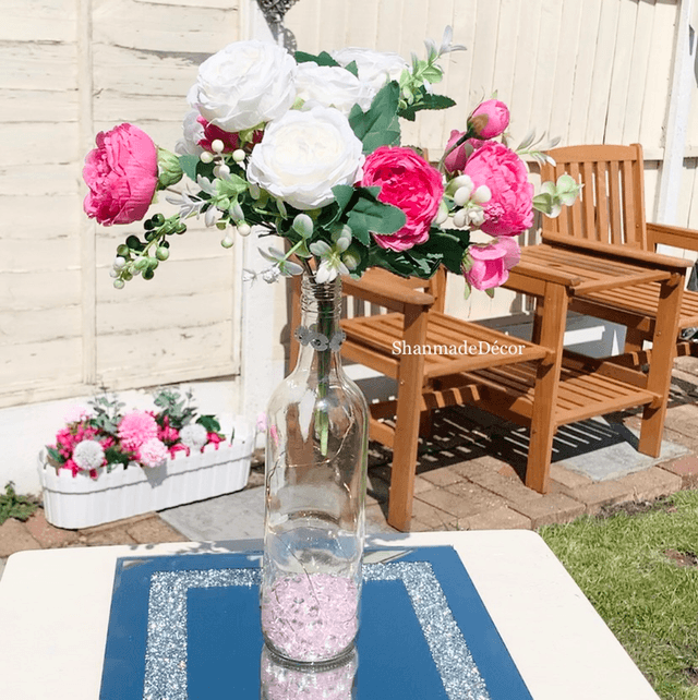 Pink Rhinestone Light Up Flower Bottle Ornament 