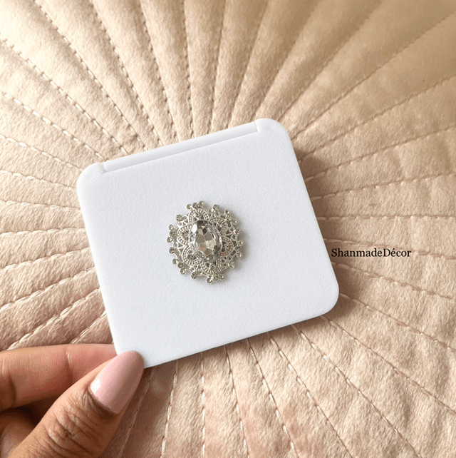 White Rhinestone Pocket Mirror