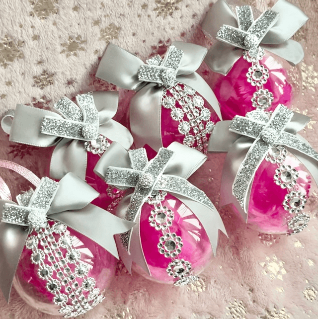 Pink and Silver Bauble Ornaments 