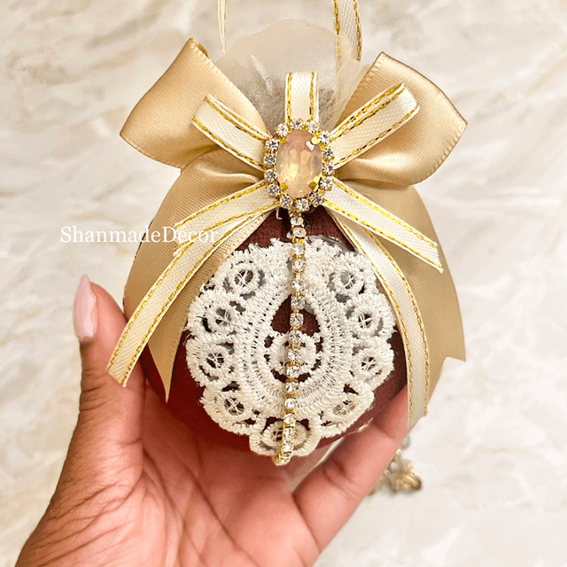 Burgundy Lace Bauble Ornament 