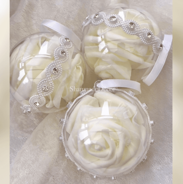 Cream Rose Bauble Ornament Keepsake 