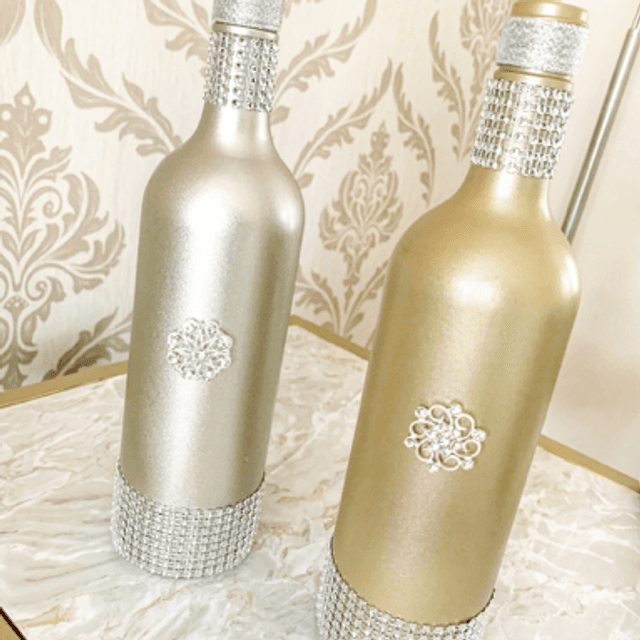 Diamanté Effect Decor Bottle Ornament Vase Centrepiece