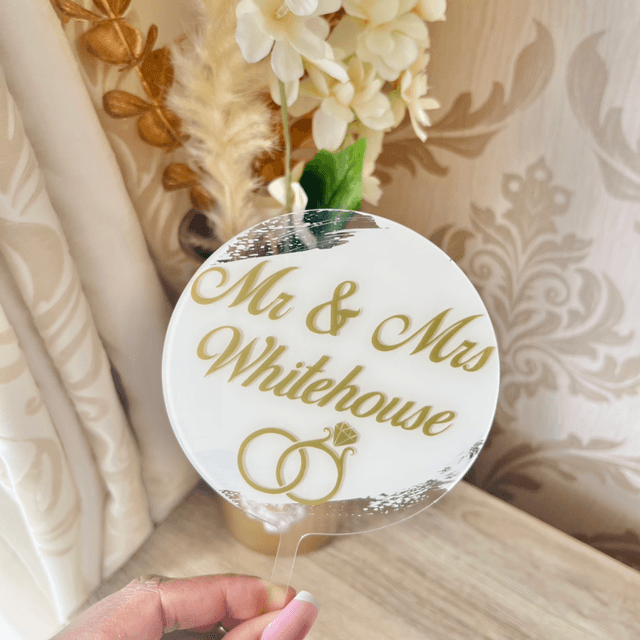 Mr &amp; Mrs Acrylic Cake Topper