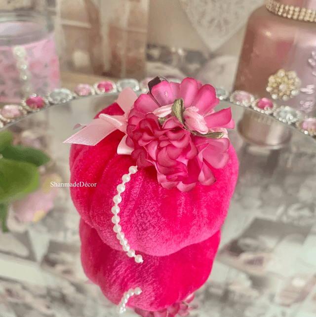 Cerise Rose Fabric Pumpkin
