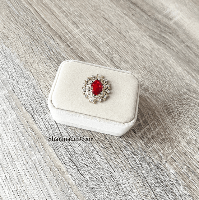 Red Rhinestone Velvet Ring/Jewellery Box